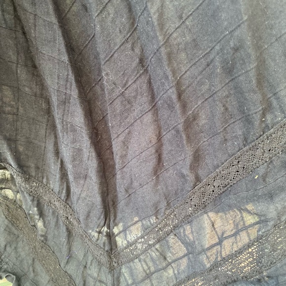 FP high waist, puff sleeve, long black sundress. 65” long at deepest hem. - Picture 2 of 5